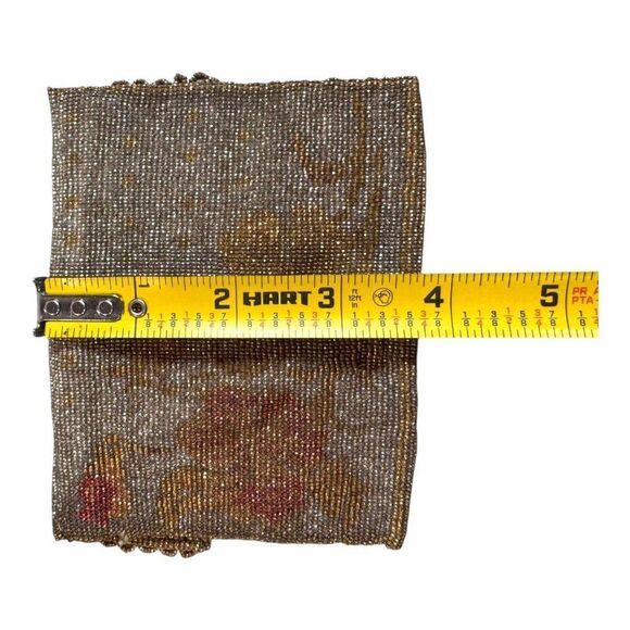 Vintage Victorian Flapper Glass Hand-Beaded Floral Gold Evening Clutch Bag READ - Picture 6 of 6